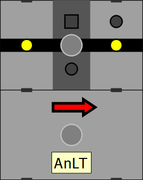 Bahnübergang gleisbezogen durch Anrückkontakt eingeschaltet